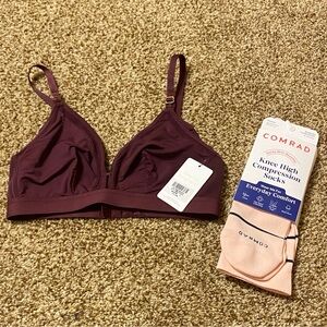 Lively Nursing Bra Plum 1 & Comrad Compression Socks M Pink Maternity Set